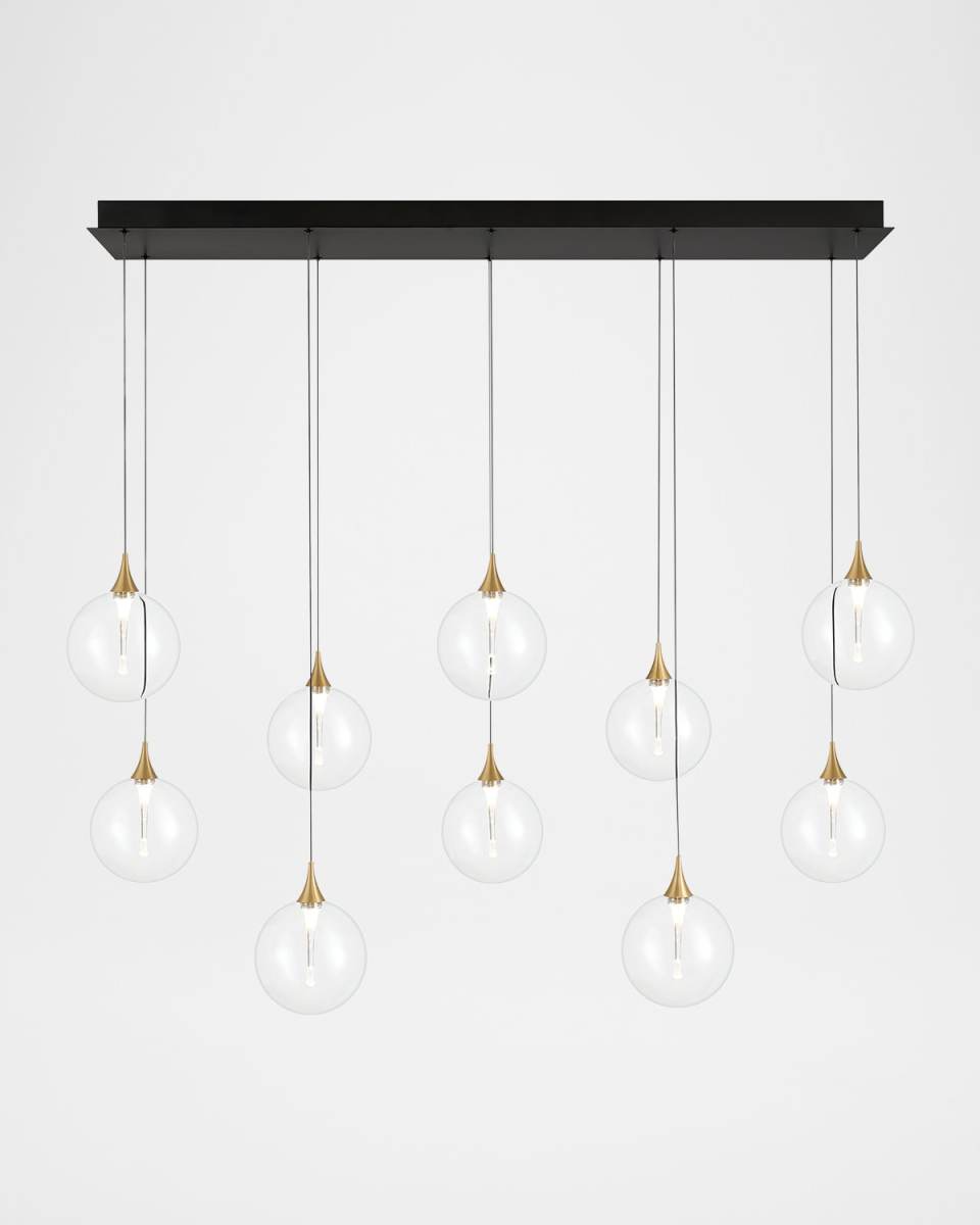 Lissa 47" 10-Light LED Chandelier, Gold/Clear